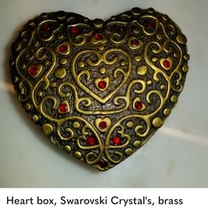 Heart box, brass and crystal